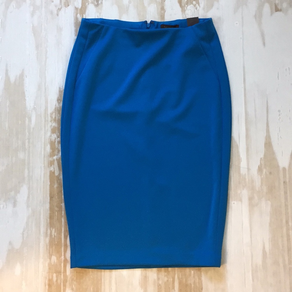 Electric blue high waist pencil skirt